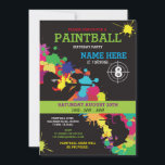PAINT BALL PAINTBALL INVITE KIDS BIRTHDAY PARTY<br><div class="desc">Fun PaintBall Party invite. Perfect for any age Boy or Girl's Birthday party... 
SIMPLY CHANGE THE TEXT TO SUIT YOUR PARTY. Back print included.</div>