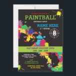 PAINT BALL PAINTBALL INVITE KIDS BIRTHDAY PARTY<br><div class="desc">Fun PaintBall Party invite. Perfect for any age Boy or Girl's Birthday party... 
SIMPLY CHANGE THE TEXT TO SUIT YOUR PARTY. Back print included.</div>