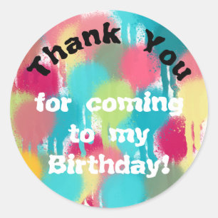 Paint Birthday Thank You Classic Round Sticker