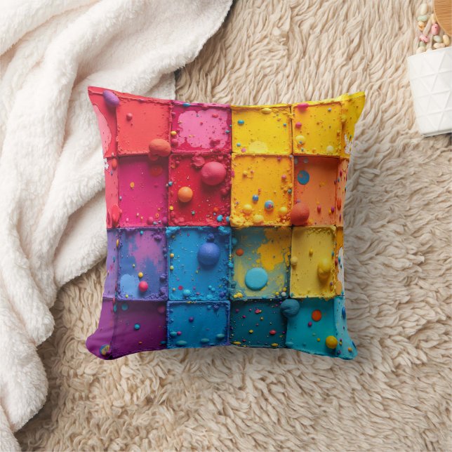Paint Block Throw Pillow (Blanket)