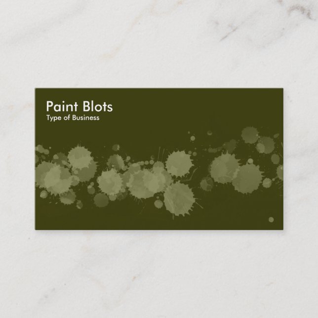 Paint Blots - Khaki on Dk Olive Business Card (Front)