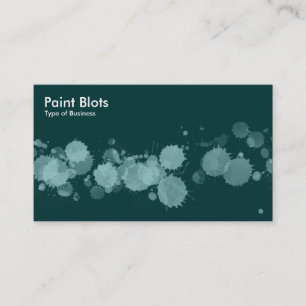 Paint Blots - Lt Blue Green on Dk Green Business Card