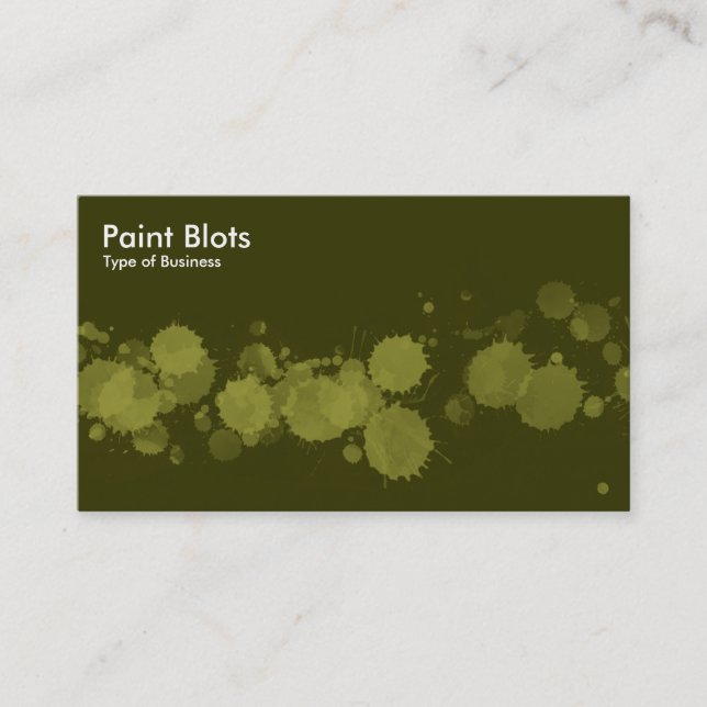 Paint Blots - Olive on Dk Olive Business Card (Front)