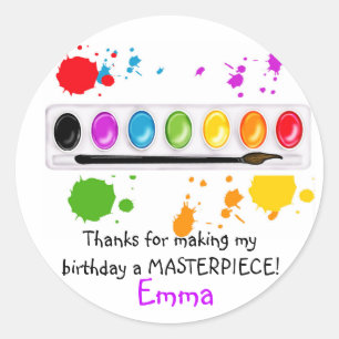 paint box with splatters classic round sticker
