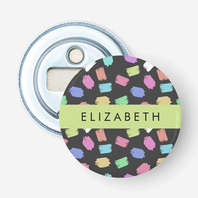 Paint Brush, Colourful Brush Strokes, Your Name Bottle Opener (Front)