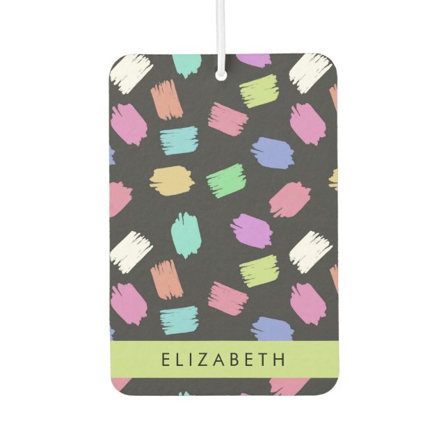 Paint Brush, Colourful Brush Strokes, Your Name Car Air Freshener (Front)