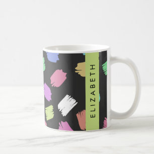 Paint Brush, Colourful Brush Strokes, Your Name Coffee Mug