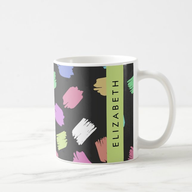 Paint Brush, Colourful Brush Strokes, Your Name Coffee Mug (Right)