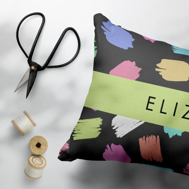 Paint Brush, Colourful Brush Strokes, Your Name Decorative Cushion (Creator Uploaded)