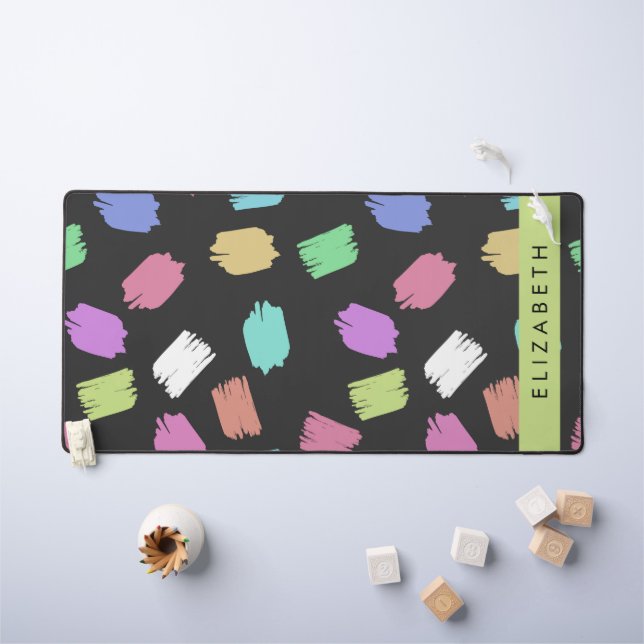 Paint Brush, Colourful Brush Strokes, Your Name Desk Mat (Kids Table)
