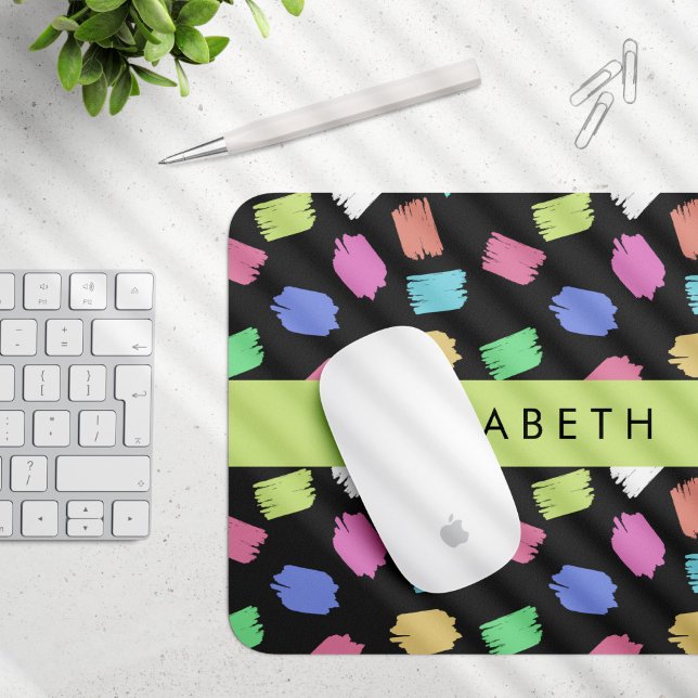 Paint Brush, Colourful Brush Strokes, Your Name Mouse Mat (Creator Uploaded)