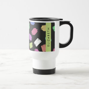 Paint Brush, Colourful Brush Strokes, Your Name Travel Mug