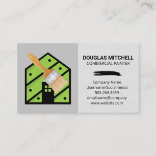 Paint Brush   Green Home Logo Business Card