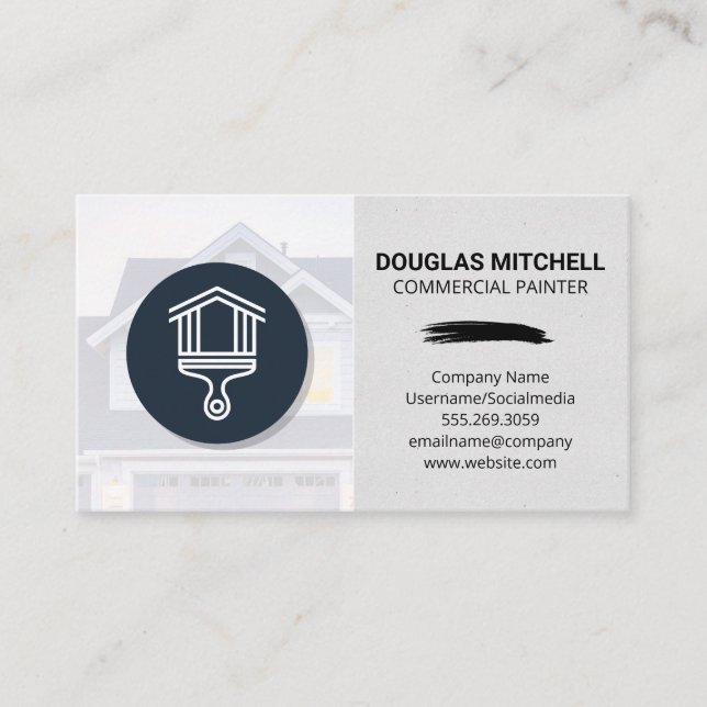 Paint Brush Home Logo Business Card (Front)