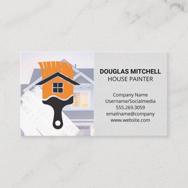 Paint Brush Home Logo | Carpentry Business Card (Front)