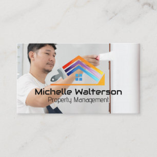Paint Brush House Logo   Worker Painting Wall Business Card