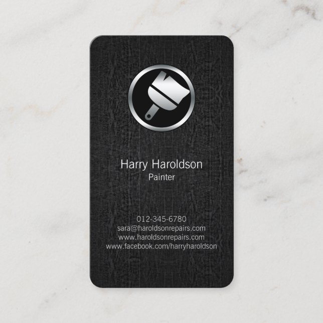 Paint Brush Icon Grunge Painter Business Card (Front)