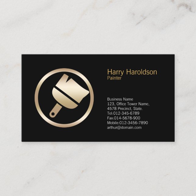 Paint Brush Icon Painter Business Card (Front)