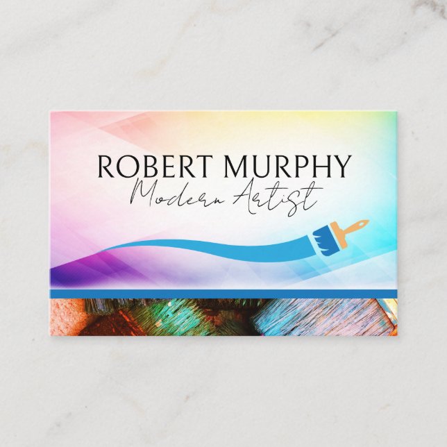 Paint Brush Logo | Creative Artistic Business Card (Front)