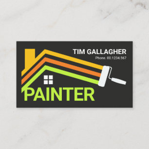 Paint Brush Painting Home Roof Lines Business Card
