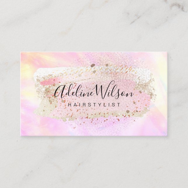paint brush stroke and faux glitter business card (Front)