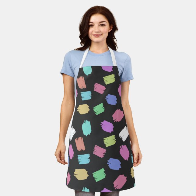 Paint Brush Strokes, Colourful Brush Strokes Apron (Worn)