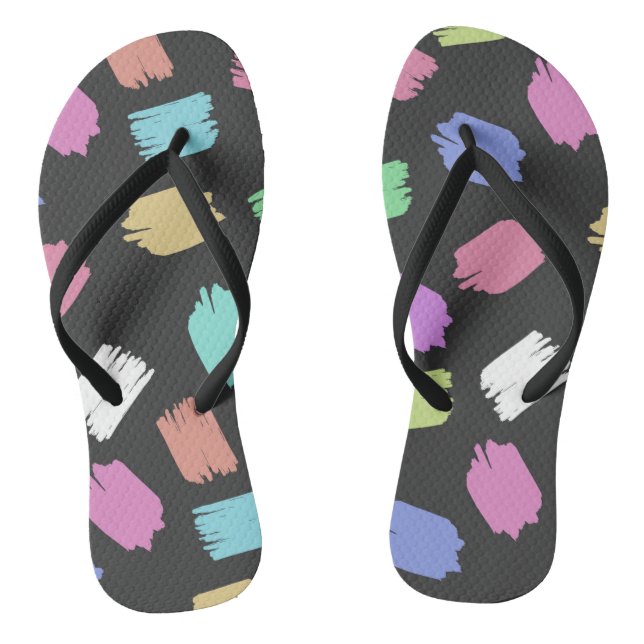 Paint Brush Strokes, Colourful Brush Strokes Flip Flops (Footbed)