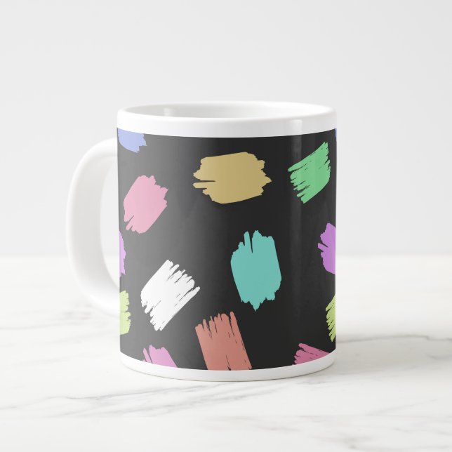 Paint Brush Strokes, Colourful Brush Strokes Large Coffee Mug (Front Left)