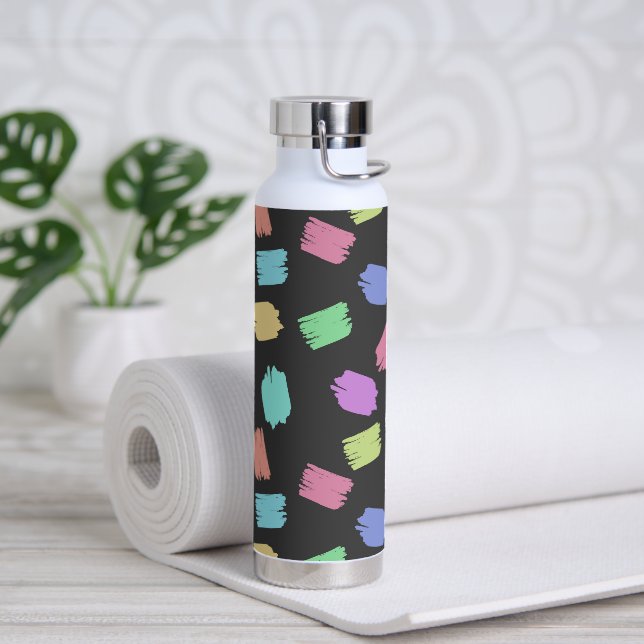 Paint Brush Strokes, Colourful Brush Strokes Water Bottle (Yoga)