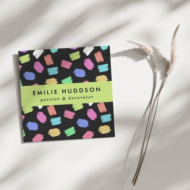 Paint Brush Strokes, Painter, Painting, Decorator Square Business Card (Creator Uploaded)