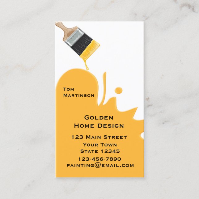 Paint Brush, Yellow, Business Card (Front)