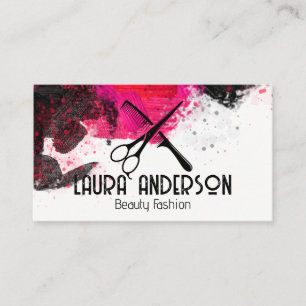 Paint Brushed Stroke Scissors Comb Artist Business Card