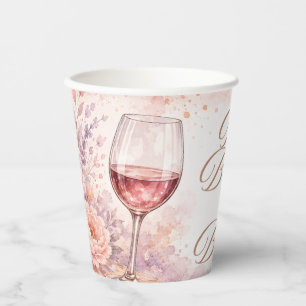 Paint Brushes & Bubbly Pink Watercolor Paint & Sip Paper Cups
