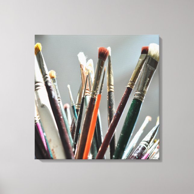 Paint brushes drying in the sunlight canvas print (Front)