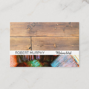 Paint Brushes Logo   Artistic   Wood Business Card
