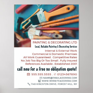 Paint Brushes, Painter & Decorator Advertising Poster