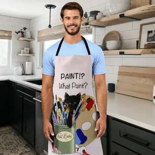 Paint Brushes Pallet Black  Kitten Artist Apron