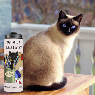 Paint Brushes Pallet Black Kitten Artist Thermal Tumbler
