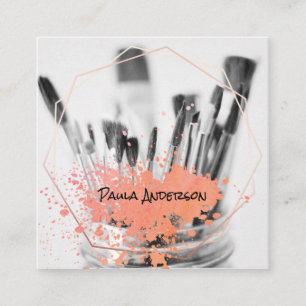 Paint Brushes   Spatter   Artistic   Geometric Square Business Card
