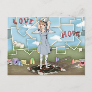 Paint Bucket Anime Angel Artwork Postcard