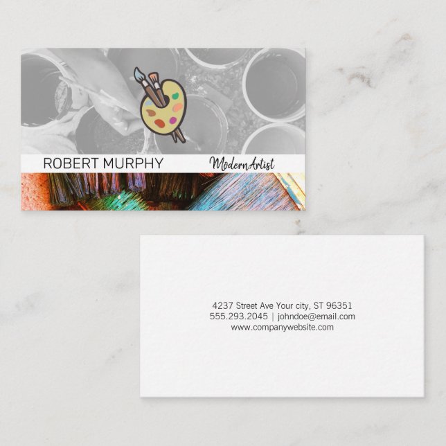 Paint Buckets and Brushes Art Palette Business Card (Front/Back)