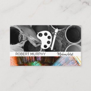 Paint Buckets and Brushes   Artist Palette Business Card