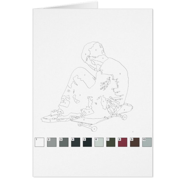 Paint by Numbers Card: Graffiti Skater Kid (Front)