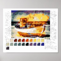 Paint by Numbers Poster (outline below): Boat