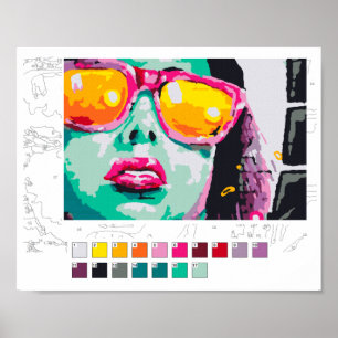Paint by Numbers Poster (outline below): Graffiti