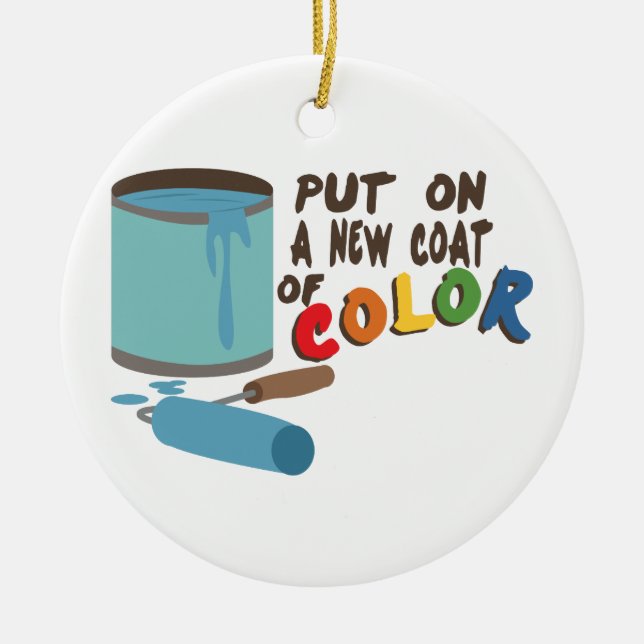 Paint Can And Roller Ceramic Tree Decoration (Front)