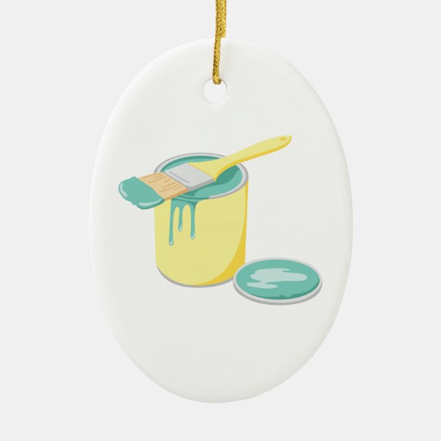 Paint Can & Brush Ceramic Tree Decoration (Front)