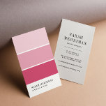 Paint Chip | Editable Color Interior Designer Business Card<br><div class="desc">Cleverly designed vertical business cards mimic the look of a paint chip card, with three rectangles in ombre gradient shades of blush and honeysuckle pink. Personalize the front with your name and title, occupation or business name, and add your full contact information to the reverse side. A chic choice for...</div>