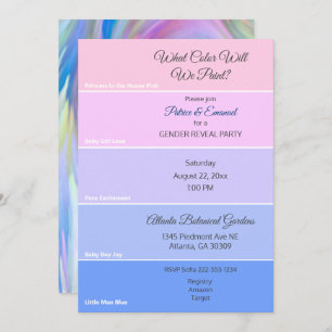 Paint Chip Gender Reveal Pink Blue Invitation