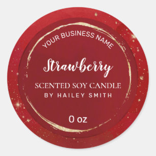Paint Circle Gold And Wine Red Scented Soy Candle Classic Round Sticker